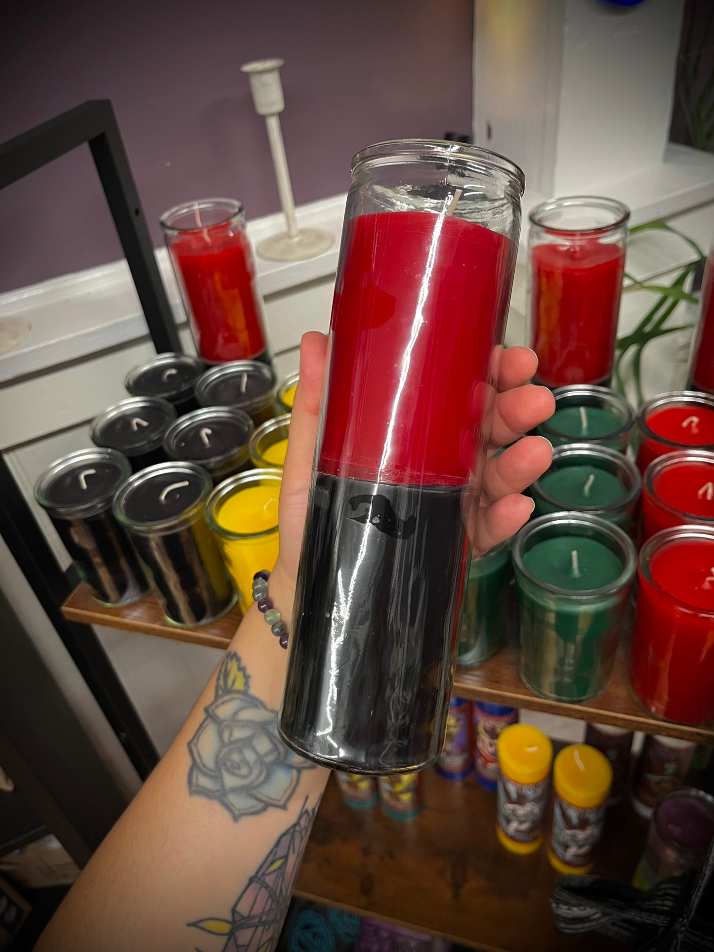 Black w/Red 7 Day Prayer Candle Reversing Candle