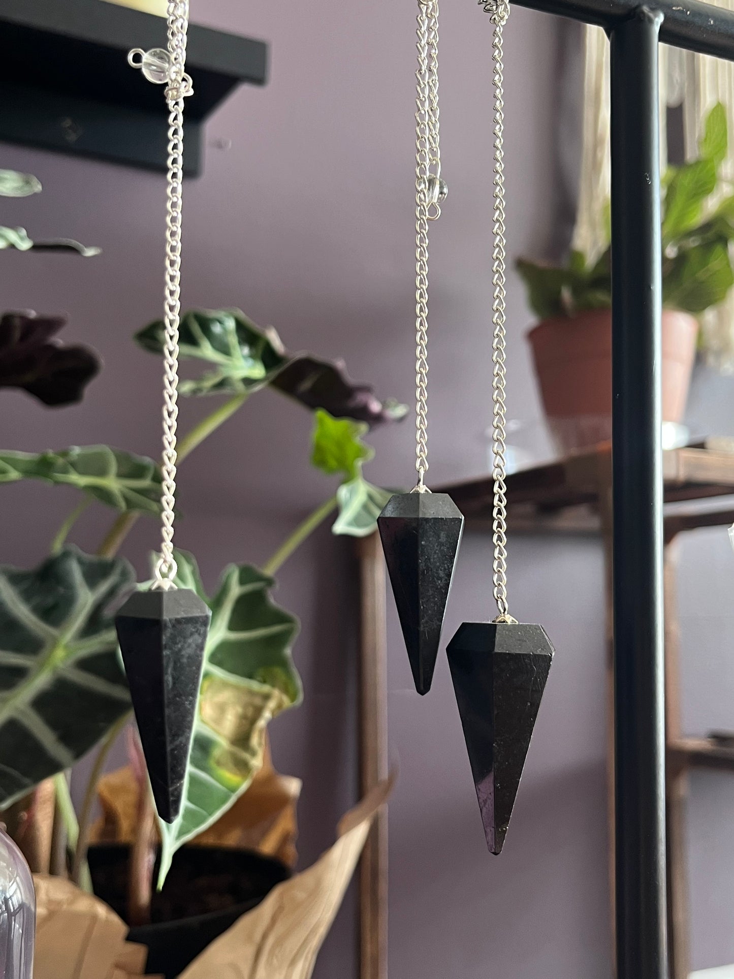 Black Tourmaline Pendulum Pendulum w/Silver Plated Chain