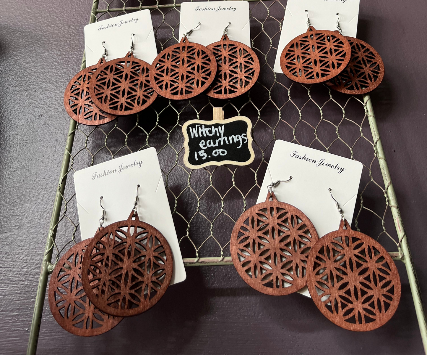 Flower of Life Wood Earrings