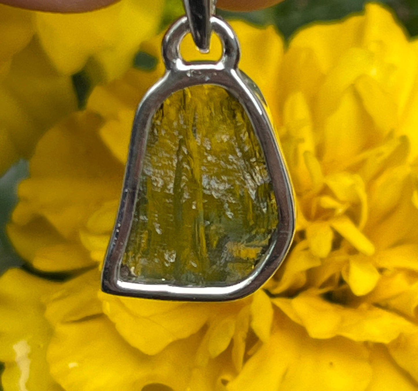 Moldavite Freeform Sterling Silver Pendant #1