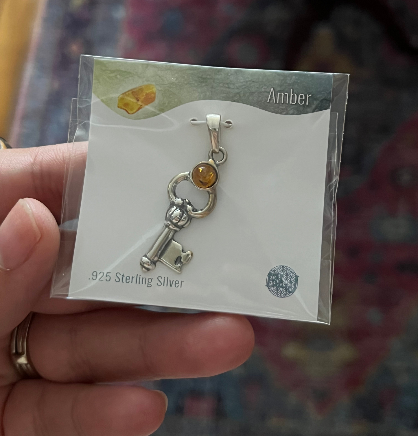 Elegant Key Pendant - Amber Accent