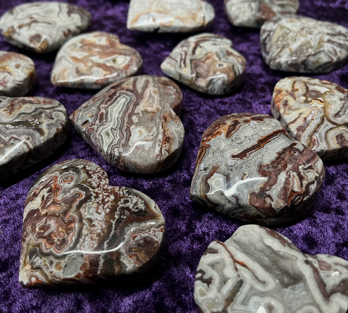 Mexican Crazy Lace Agate Hearts