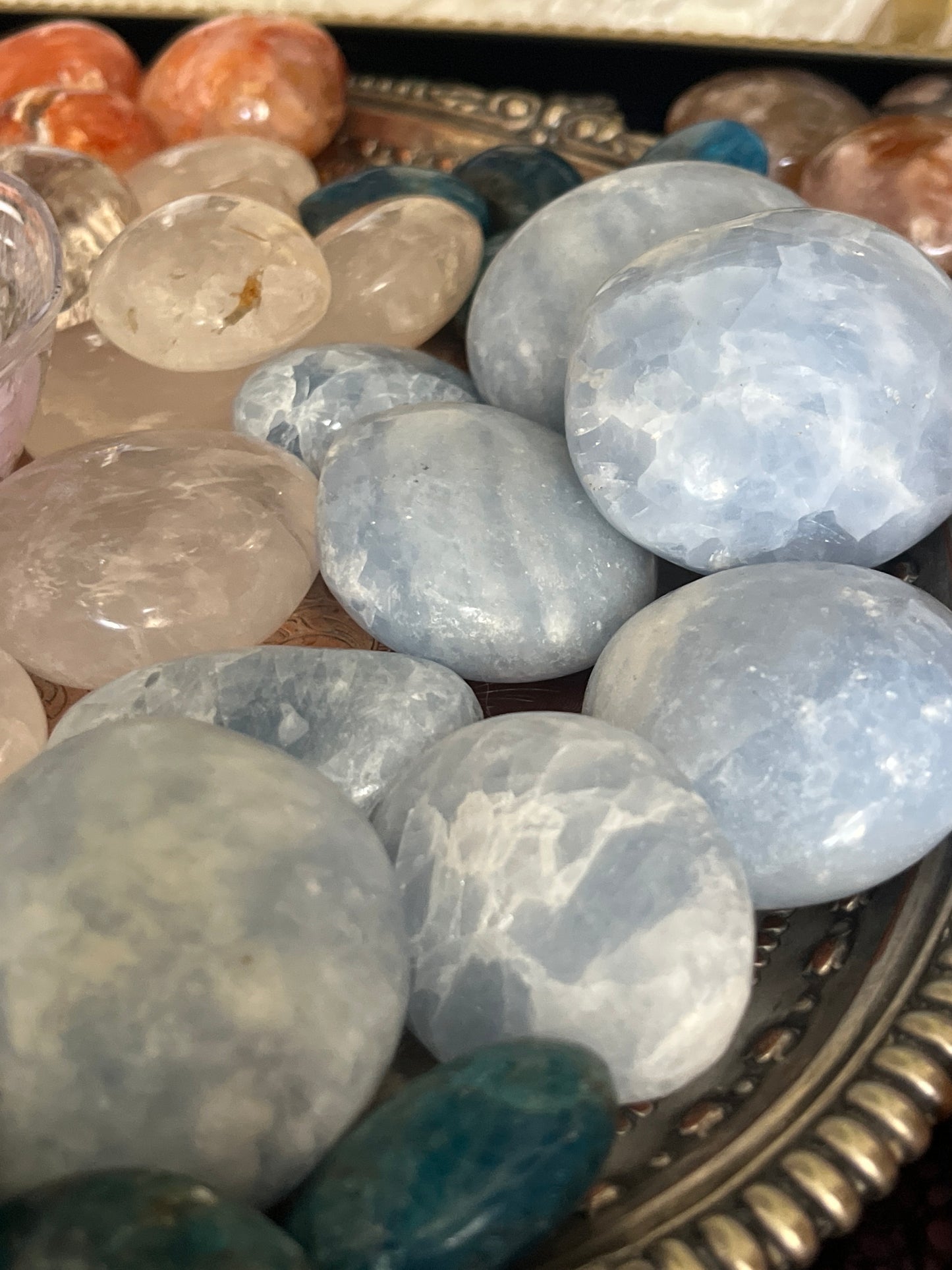 Blue Calcite Palmstones