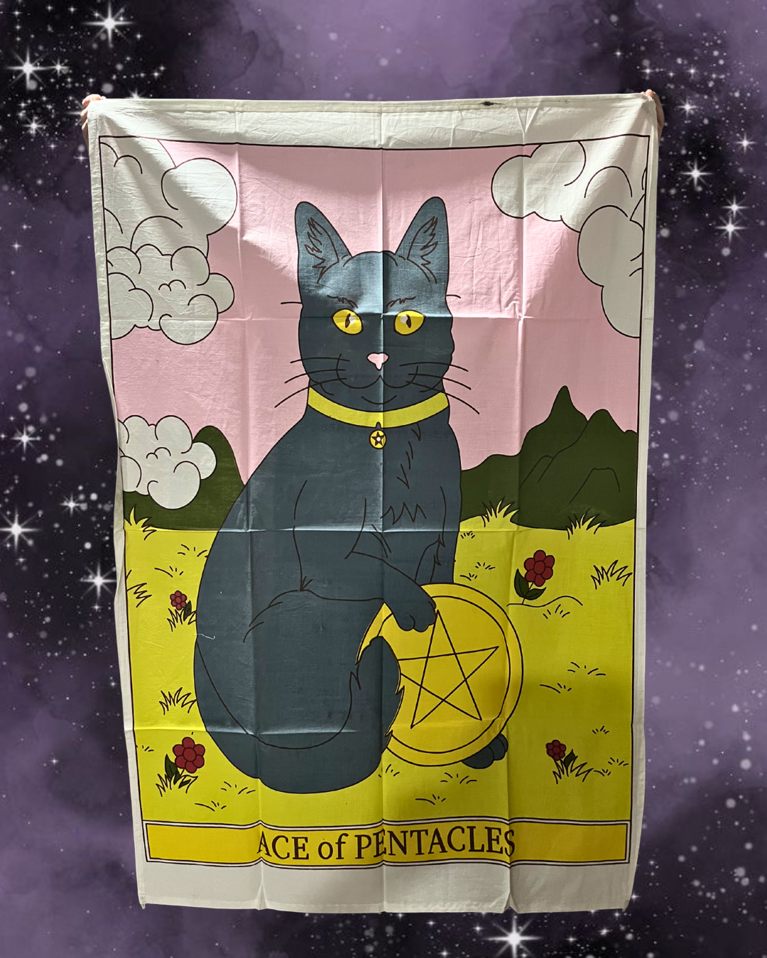 Ace of Pentacles Cat Mini Tapestry/Altar Cloth