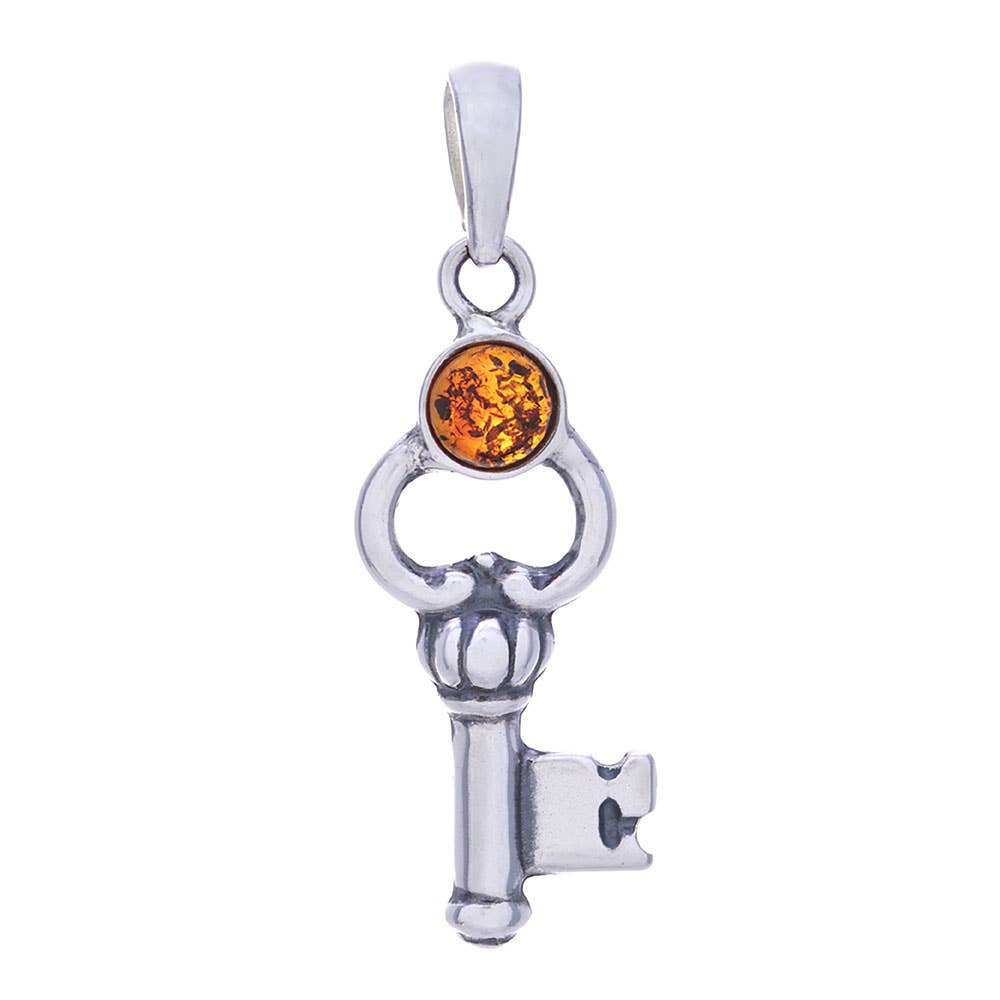 Elegant Key Pendant - Amber Accent