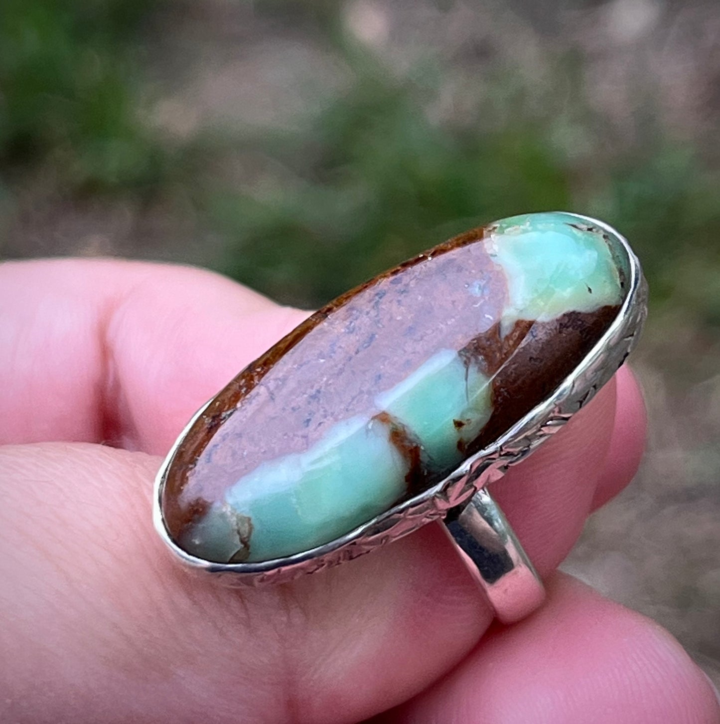 Chrysoprase Sterling Silver Ring- Sz 8