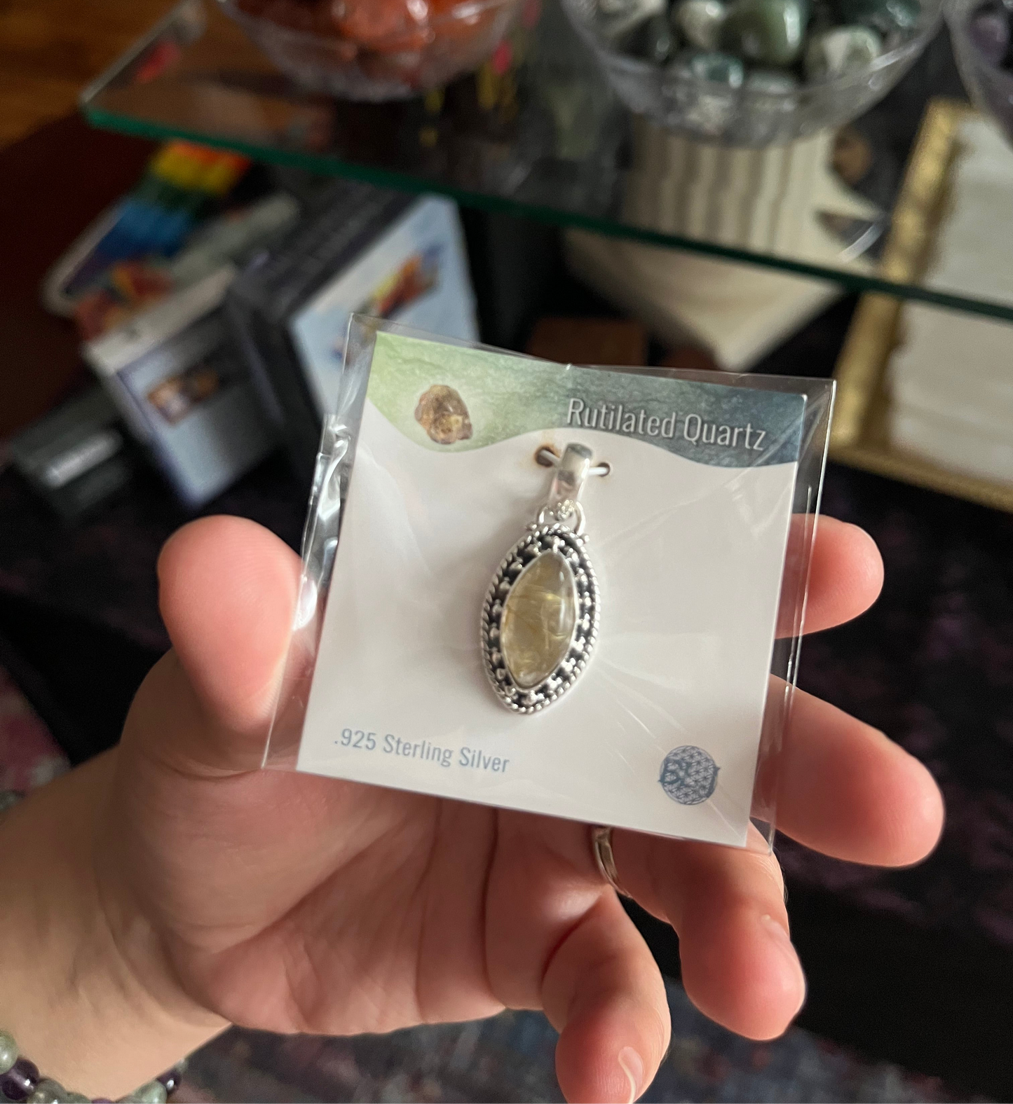 Gold Rutilated Quartz Pendant