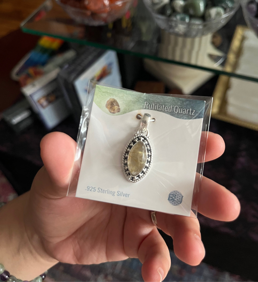 Gold Rutilated Quartz Pendant