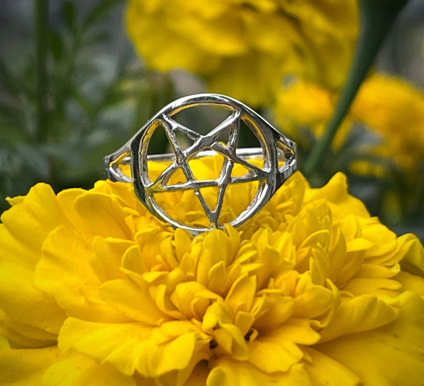 Pentacle Sterling Silver Ring- Sz 8