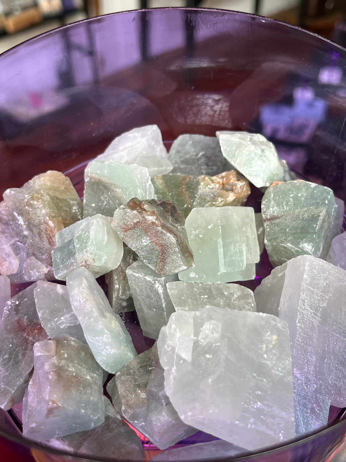 Tri Colored Green Calcite Chunks