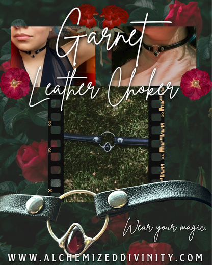 Garnet Leather Choker