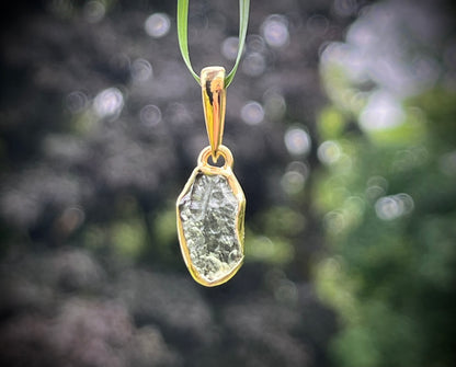 Moldavite Freeform Vermeil (18k Gold & Sterling Silver Pendant)
