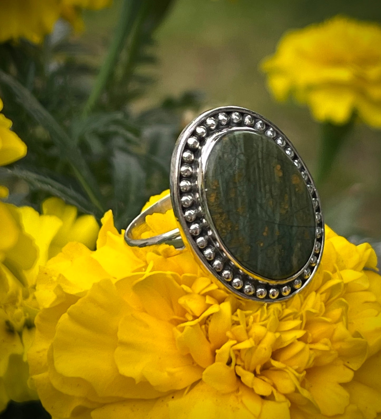 Jasper Sterling Silver Ring- Sz 8