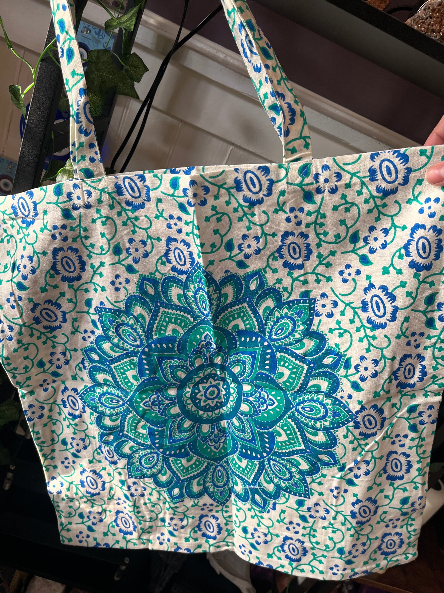 Lotus Mandala Tote Bag - Green