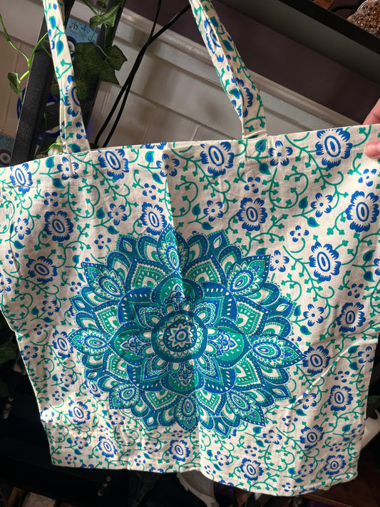 Lotus Mandala Tote Bag - Green