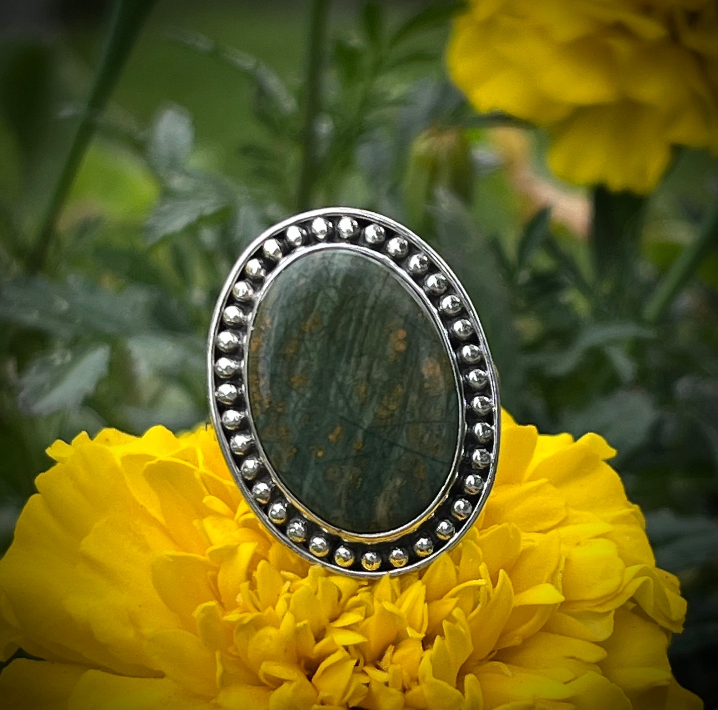 Jasper Sterling Silver Ring- Sz 8