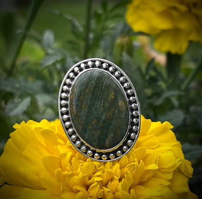 Jasper Sterling Silver Ring- Sz 8
