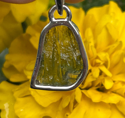 Moldavite Freeform Sterling Silver Pendant #1