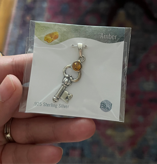 Elegant Key Pendant - Amber Accent