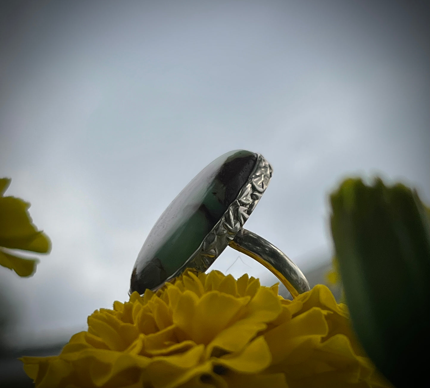Chrysoprase Sterling Silver Ring- Sz 8