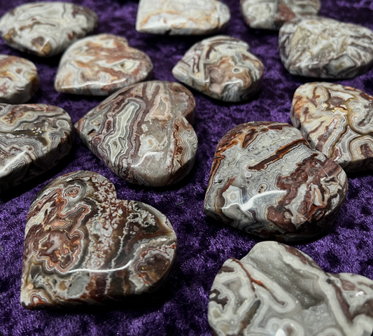 Mexican Crazy Lace Agate Hearts
