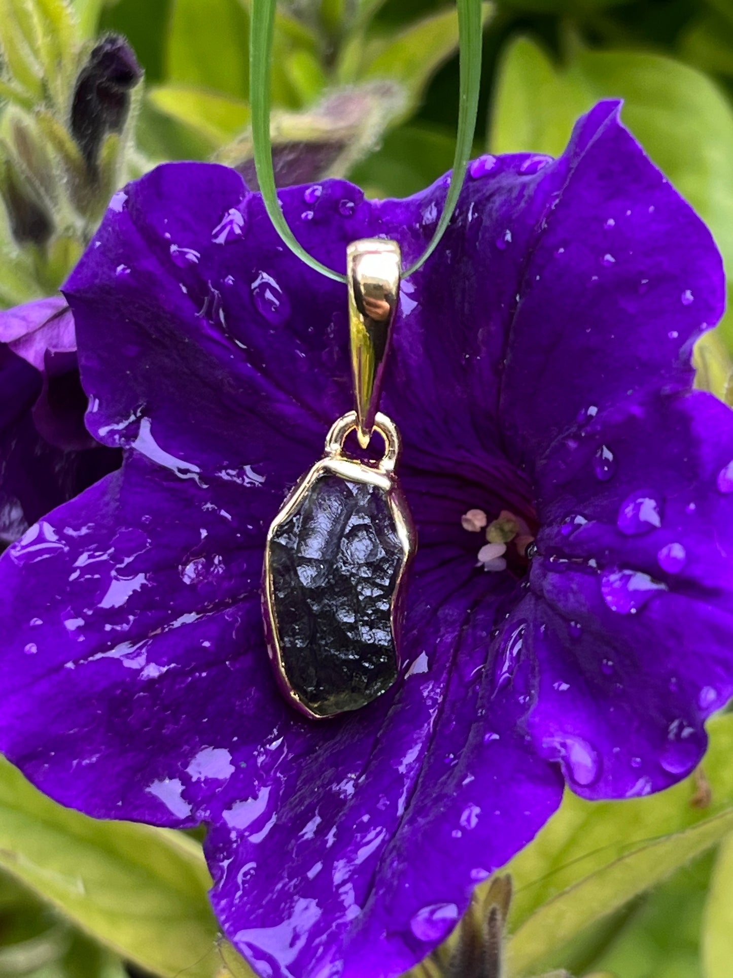Moldavite Freeform Vermeil (18k Gold & Sterling Silver Pendant)