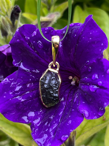 Moldavite Freeform Vermeil (18k Gold & Sterling Silver Pendant)