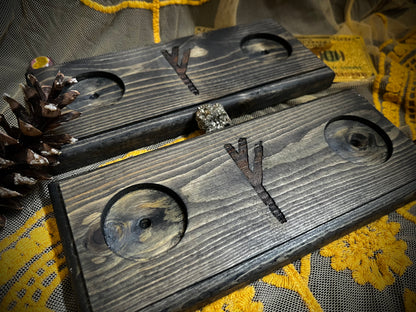 Rune Tealight Candle Holder: Fehu-Abundance, Prosperity, Vitality