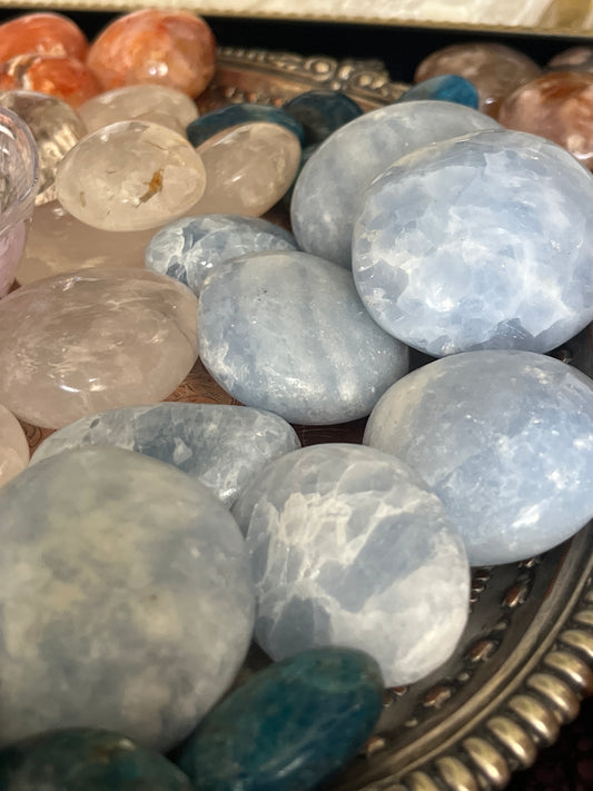 Blue Calcite Palmstones