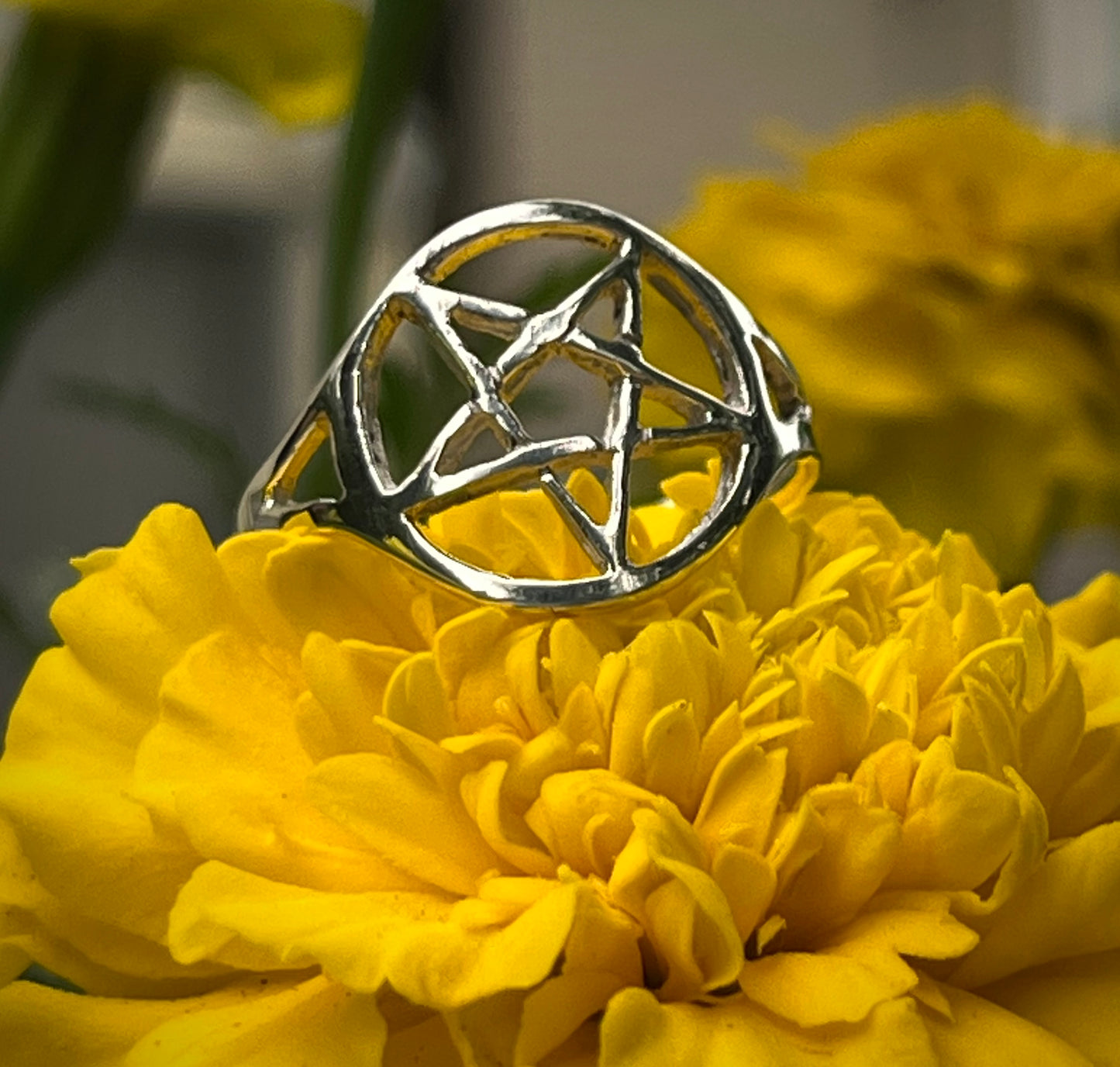 Pentacle Sterling Silver Ring- Sz 8